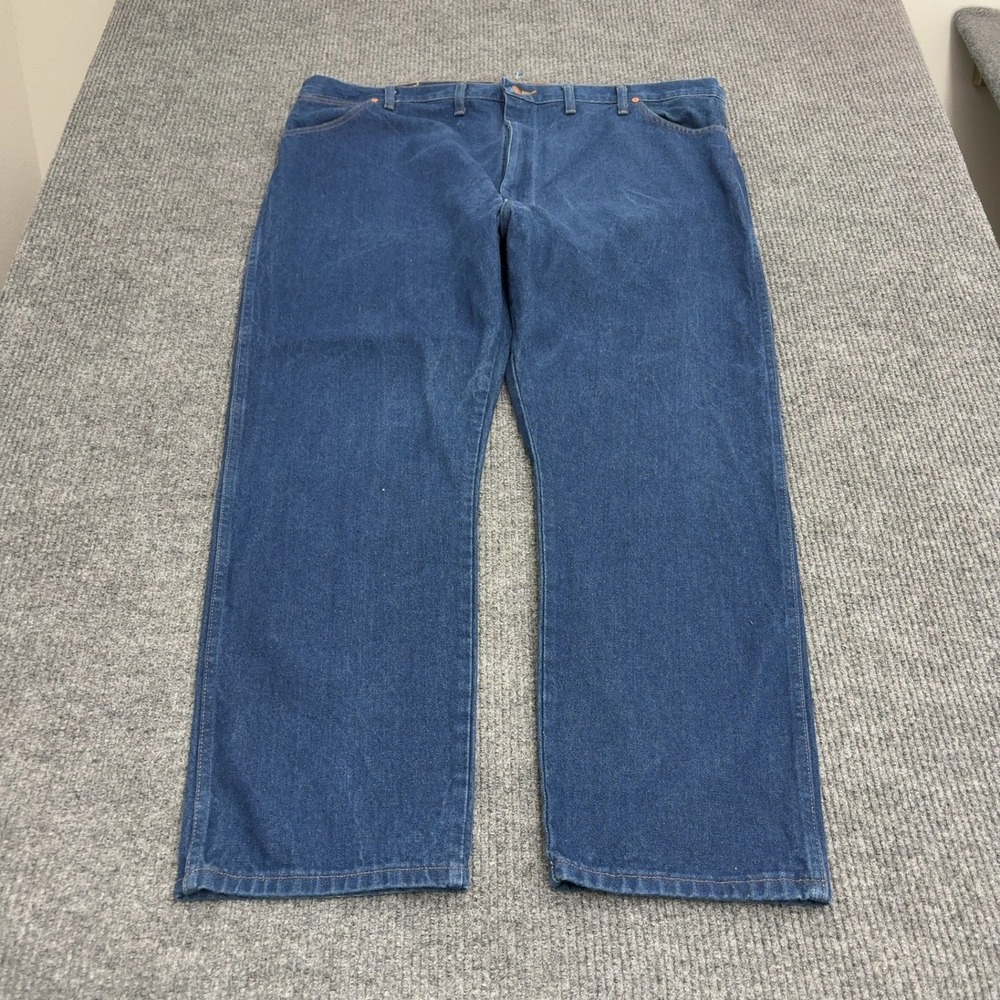 Wrangler Jeans Mens 46 Blue Cotton Straight Leg Workwear Western Cowboy Casual